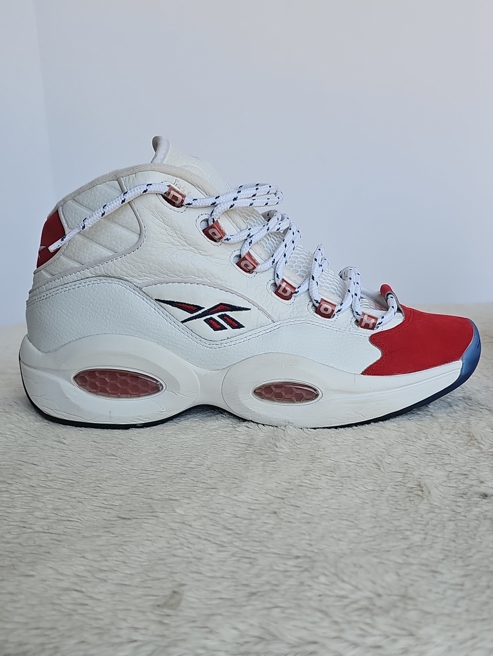​Reebok Question Mid OG Red Toe Allen Iverson Basketball Sneakers Size 10.5